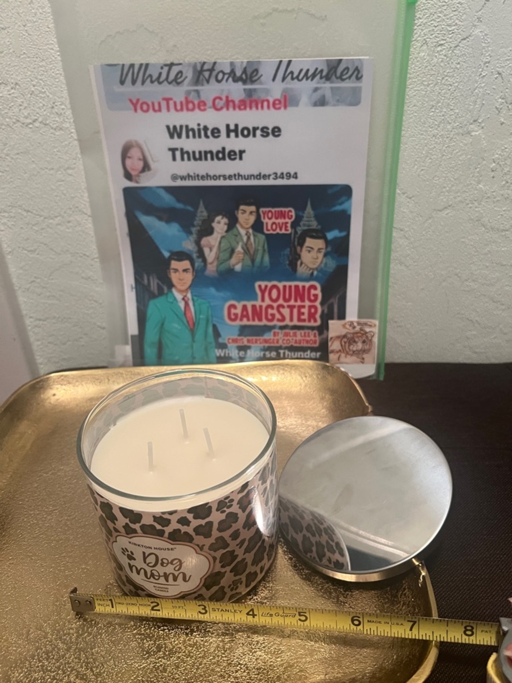#1903: Dog Mom Scented Candle W/ Silver Tape Measure with Leopard - Picture 5 of 13